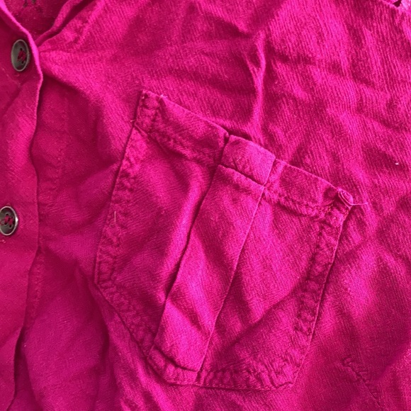 Cato fuchsia lace shoulders button down blouse - Picture 10 of 17